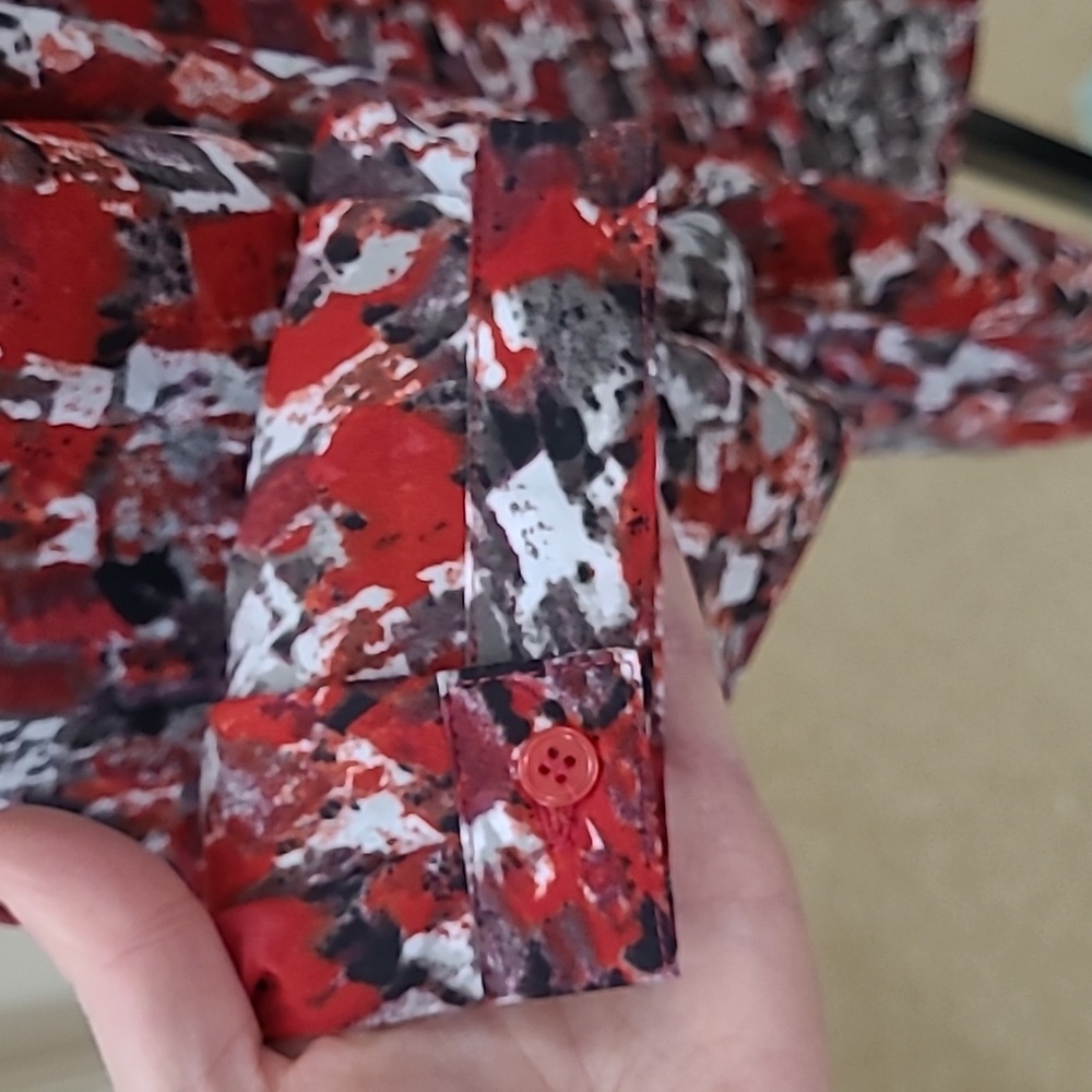 SERENGETI Silky Abstract Pattern Long Sleeve Pull-Over Blouse Size XL - Picture 6 of 7